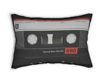 80s Retro Tape Cassette Nostalgia Spun Polyester Lumbar Pillow