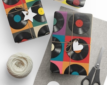 Papeles de regalo para discos de vinilo vintage de los años 70