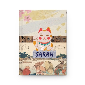 Carnet cartonné chat porte-bonheur asiatique mignon, mat