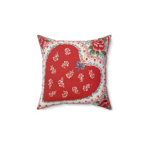 Vintage Heart Doiley Valentines Day Spun Polyester Square Pillow