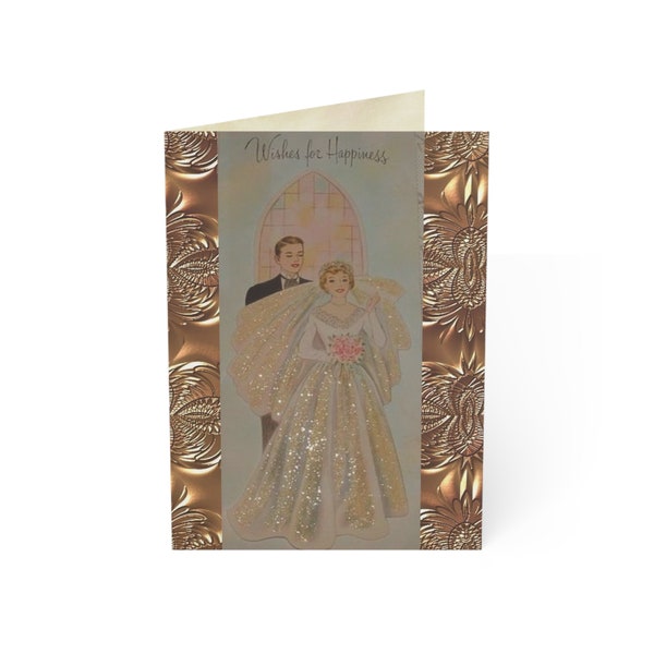 Cartes de voeux vintage Gold Bliss pour féliciter le mariage (1, 10)