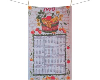 Paños de cocina vintage con diseño floral, diseño de calendario de los años 70, decoración de cocina retro, regalo para chefs caseros, accesorios de cocina rústicos.