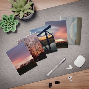 Sunset Greeting Cards (5-Pack), Sky landscape photo cards, Custom cards,