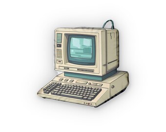 Retro Computer Pillow: Vintage Tech Throw Cushion, 90s Style