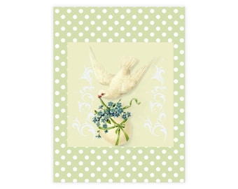 Spring Bird Vintage Victoriaanse groene ansichtkaartbundels (inclusief enveloppen)