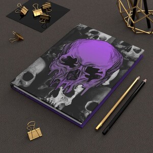 Black and White Melting Skull Hardcover Journal Matte