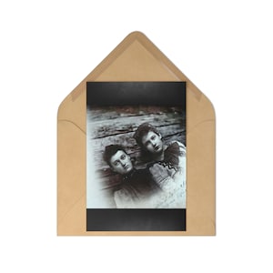 Ansichtkaarten (7 stuks), vintage foto burgeroorlog, familiefotografie, replica tinprint, twee zussen