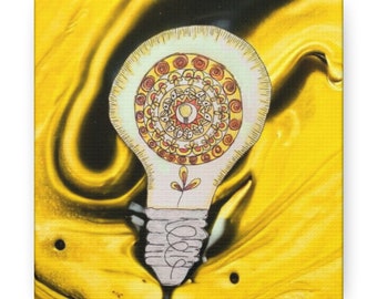 Bright as Light Lightbulb Illustration Canvas Gallery Wraps