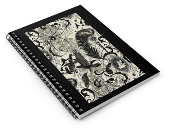 Antique Gothic Black and White Spiral Notebook - Ruled Line