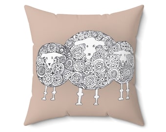 Hand drawn Custom Sheep Square Pillow