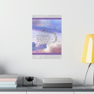 Sun and Moon Matte Poster, Celestial wall art, Clouds poster, Hand drawn sun, moon, astronomy lover
