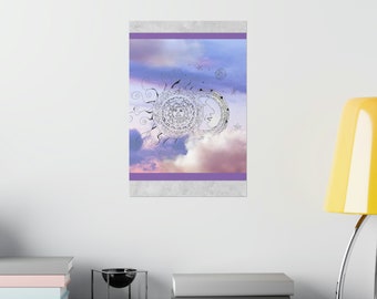 Celestial Sun and Moon Poster: Hand-Drawn Astronomy Wall Art