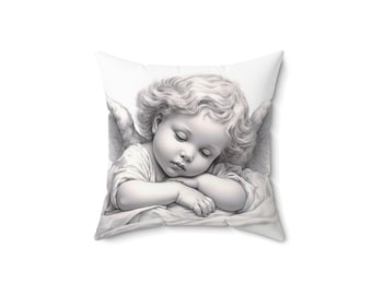 Valentine's Angel Nap Spun Polyester Square Pillow