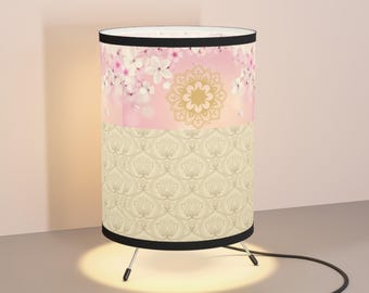 Peace and Tranquilty Pink Lotus FlowerTripod Lamp with High-Res Printed Shade, US\CA plug