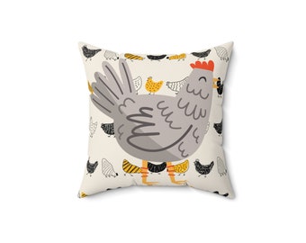 Chicken Spun Polyester Square Pillow