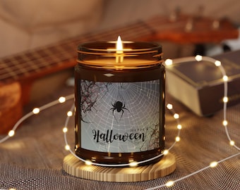 Spider Web Delight Scented Soy Candle (Multi-Size, Amber Jar)
