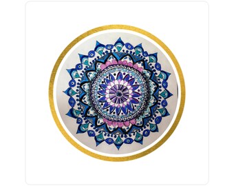 Blue Mandala sticker, Vinyl sticker, scrapbook sticker, all weather sticker, mandala decal, stationary sticker