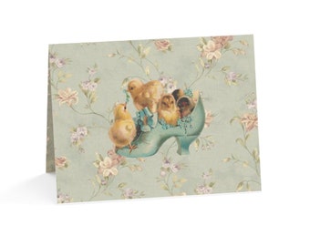 Vintage Chicks in a Shoe Easter Greeting Cards (1, 10, 30, and 50pcs)
