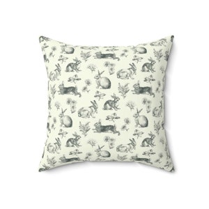 Vintage Rabbits Spun Polyester Square Pillow