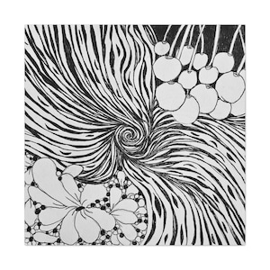 Spiral of Illusion Handrawn Black and White Canvas Gallery Wraps