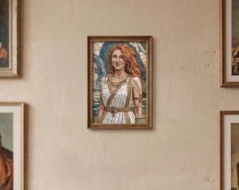 Personalisierte Troja Göttin Mosaik Kunst - Naturstein Mythologie Porträt (35 x 25 cm)