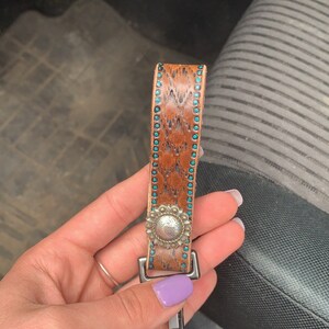 Leather Tooled Wristlet Keychain