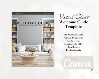 Virtual Client Welcome Guide, Canva Template, E-Design Book, Interior Design & Real Estate Professional Magazine