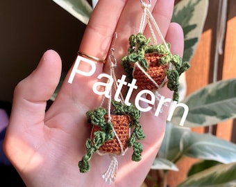 Instant Download - Crochet Hanging Plants Earrings Pattern PDF