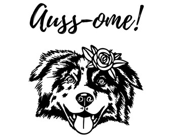 Aussie Girl Dog Australian Shepherd Cute Printable Card Decoration