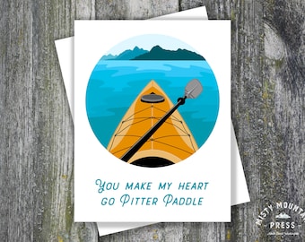 Papyrus 3D Kayak Paddle Life Vest Outdoors BLANK Any Occasion Greeting Card  