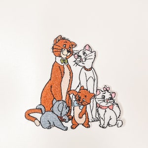 The Aristocats Family Embroidered Iron-On Patch | Easy Application Disney Patch