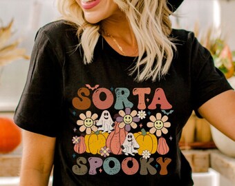 Retro Halloween t-shirt, Vintage Ghost Halloween Shirt, Retro Fall Shirt, Fall Shirt, Halloween Shirt, Sorta Spooky