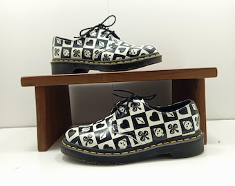 Botas Dr. Martens 1461 modelo Playback, edición limitada de piel estampada en blanco y negro, talla 36 EUR / UK 3