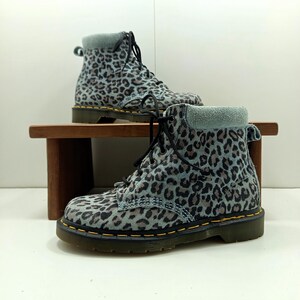 Men’s Size 8 Grey snow leopard Dr Martens Dr. Martens LA004 Leather Black Leopard Print Gray Shoes  main image 2