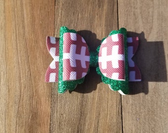 Football glitter hair bows | Pigtail bows | Headband