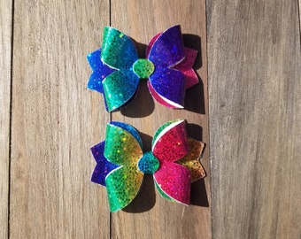 Sparkly rainbow hair bows | Hair bow set | Rainbow bows