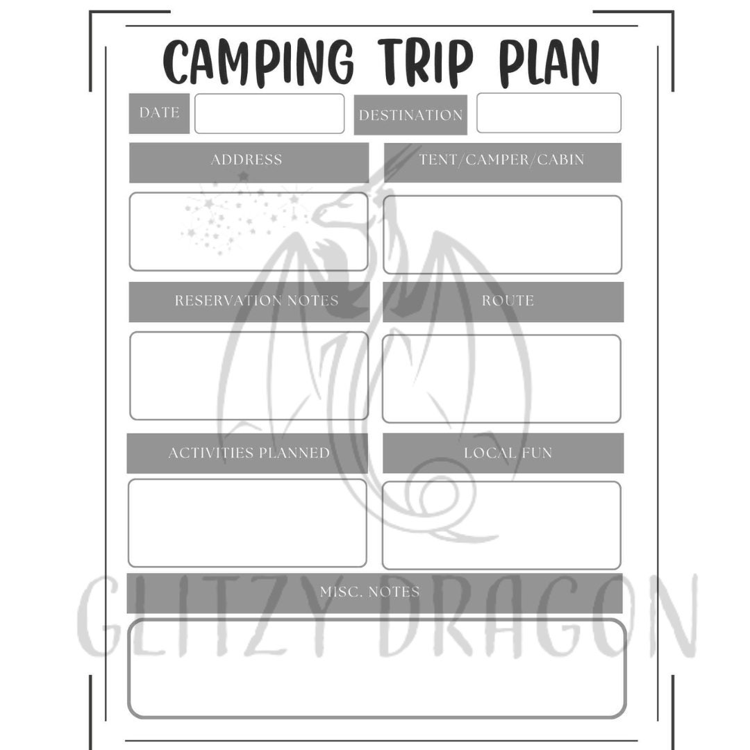 Printable Camping Binder Planner Camper Organizer - Etsy
