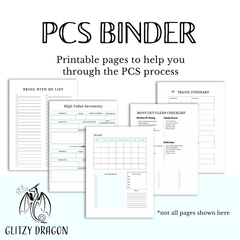 Pcs Binder Examples PCS Moving Planner Binder Pages Military Move Organizer - Etsy