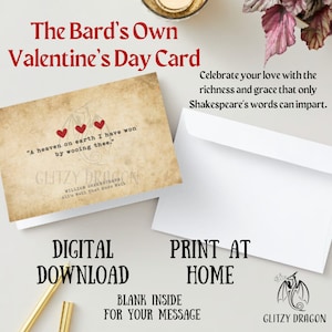 The Bard's eigene Valentinstagskarte Shakespeare Zitat All's well that Ends Well druckbare digitale Download Notecard
