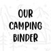 Printable Camping Binder Planner Camper Organizer - Etsy
