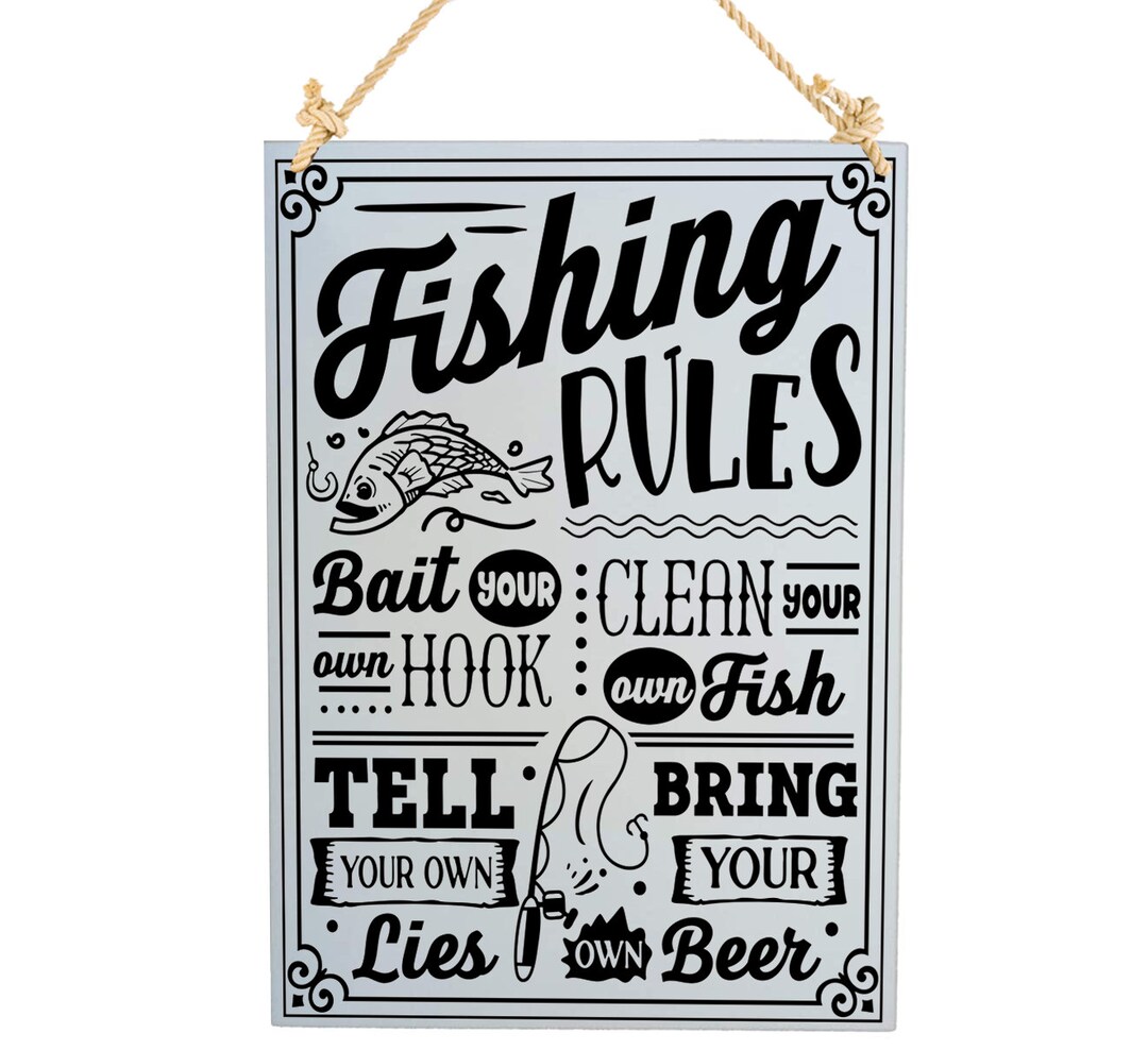 Aluminium Fishing Rules Sign Etsy