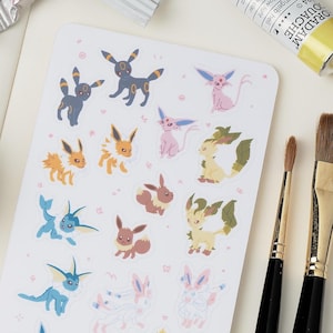 18 Stickers!! Eeveelutions Sticker Sheet | Waterproof Vinyl