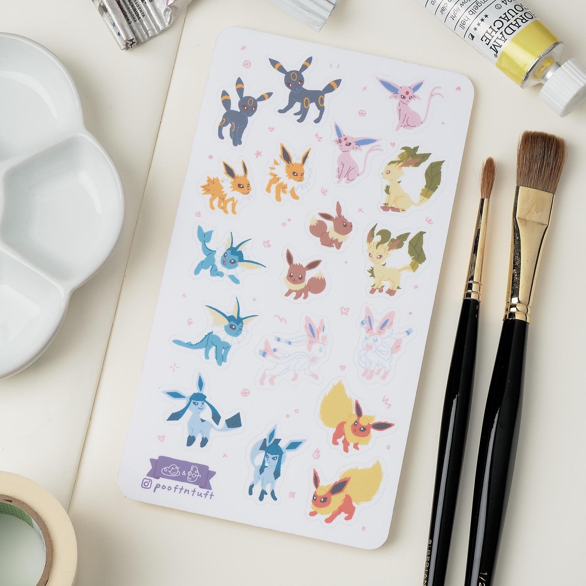 18 Stickers!! Eeveelutions Sticker Sheet | Waterproof Vinyl