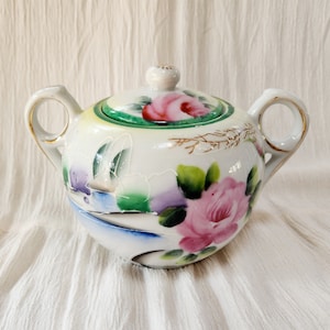 Takito Japan 1920&#39;s Vintage Hand Painted Cream and Sugar Set
