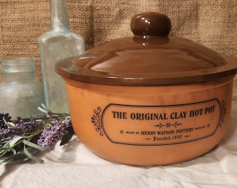 Henry Watson Pottery, The Original Clay Hot Pot, England Terracotta Earthenware, Suffolk Pottery