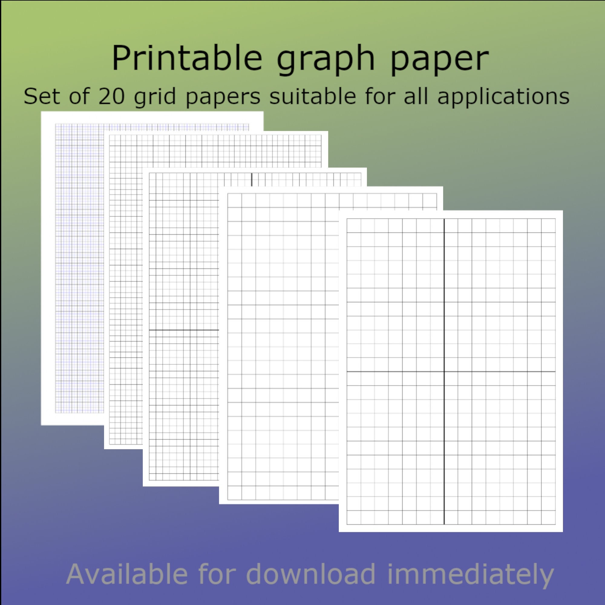 printable graph paper pdf math paper pdf grid paper etsy