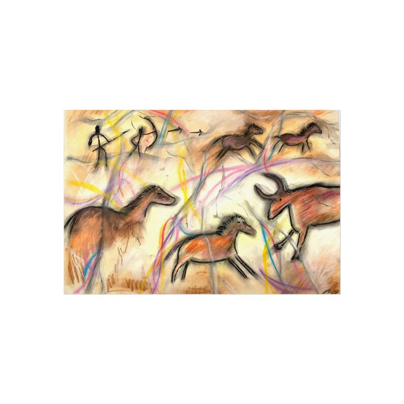 Vibrant Cave Art Poster, Colorful Wall Decor, Bohemian Home, Gift for ...