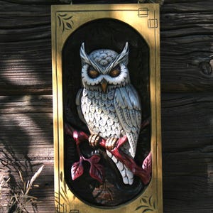 Hand-Carved Linden Wood Owl Wall Decor: Ethnic Bas-Relief Sculpture