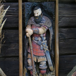 wooden wall art, wooden carved picture, scandinavian decor, scandinavian warrior.Ethnic Scandinavian Warrior Sculpture