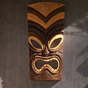 wooden tiki,tiki house,wood carving, Tribal Tiki Wood